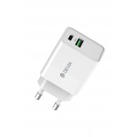  Lādētājs Devia Smart PD+QC USB-A+Type-C 30W white 